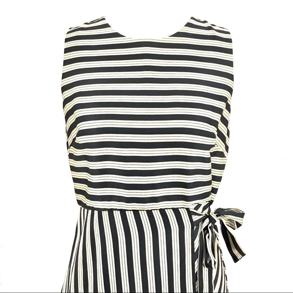 Vince Camuto Black Striped Sleeveless Midi Dress - Picture 2 of 6